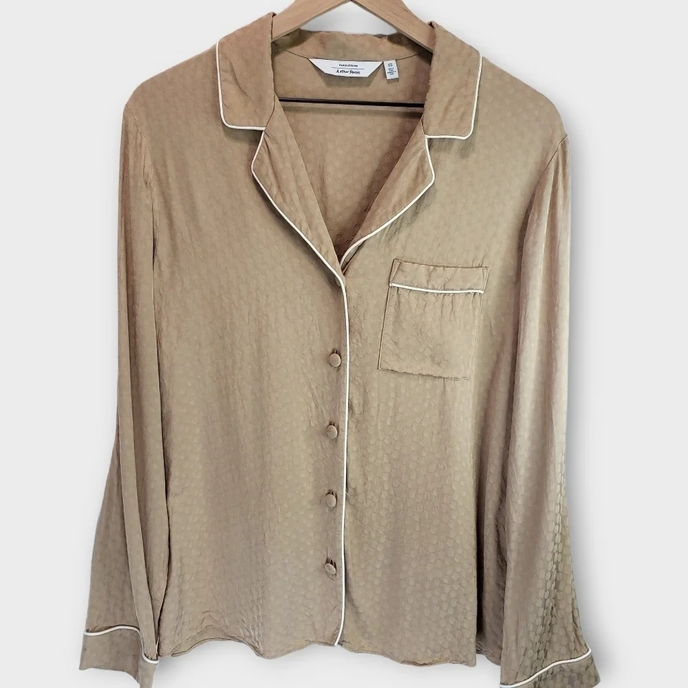 Other Stories Pajama Top Satin Textured Medium
